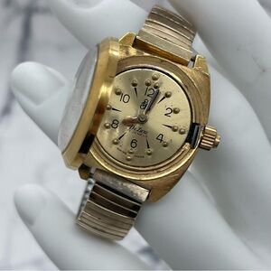 Vintage AFB Braille DeLuxe Gold Plated Watch 17 Jewels Wind Up Swiss Made